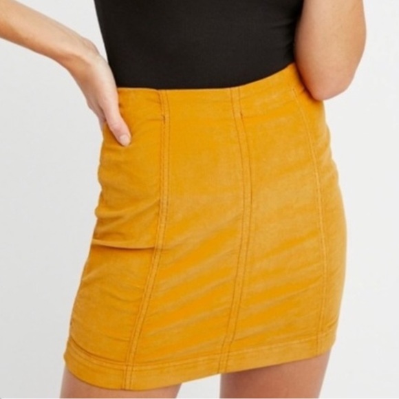 Free People Yellow Corduroy Skirt - Picture 2 of 7